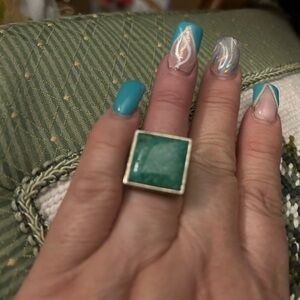 Silpada 925 stamped Silver and Blue/Green Turquoise Square Stone Ring runs small